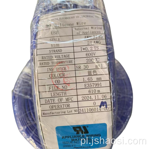 Anty-kwasowy UL3135 24# niebieski silikonowy drut elektryczny